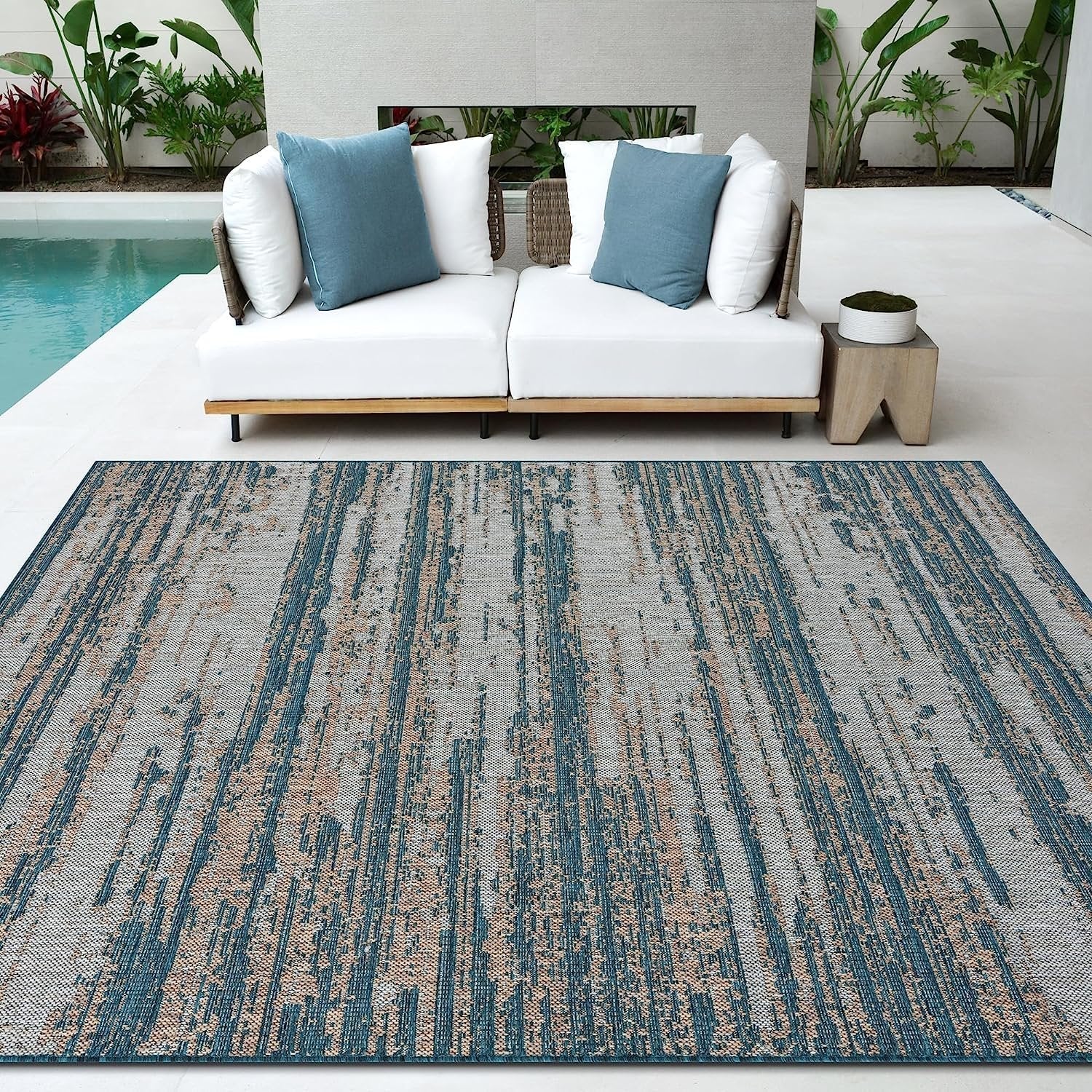 HR Waterproof Abstract Outdoor Rug - Stain and Fade-Resistant #1669
