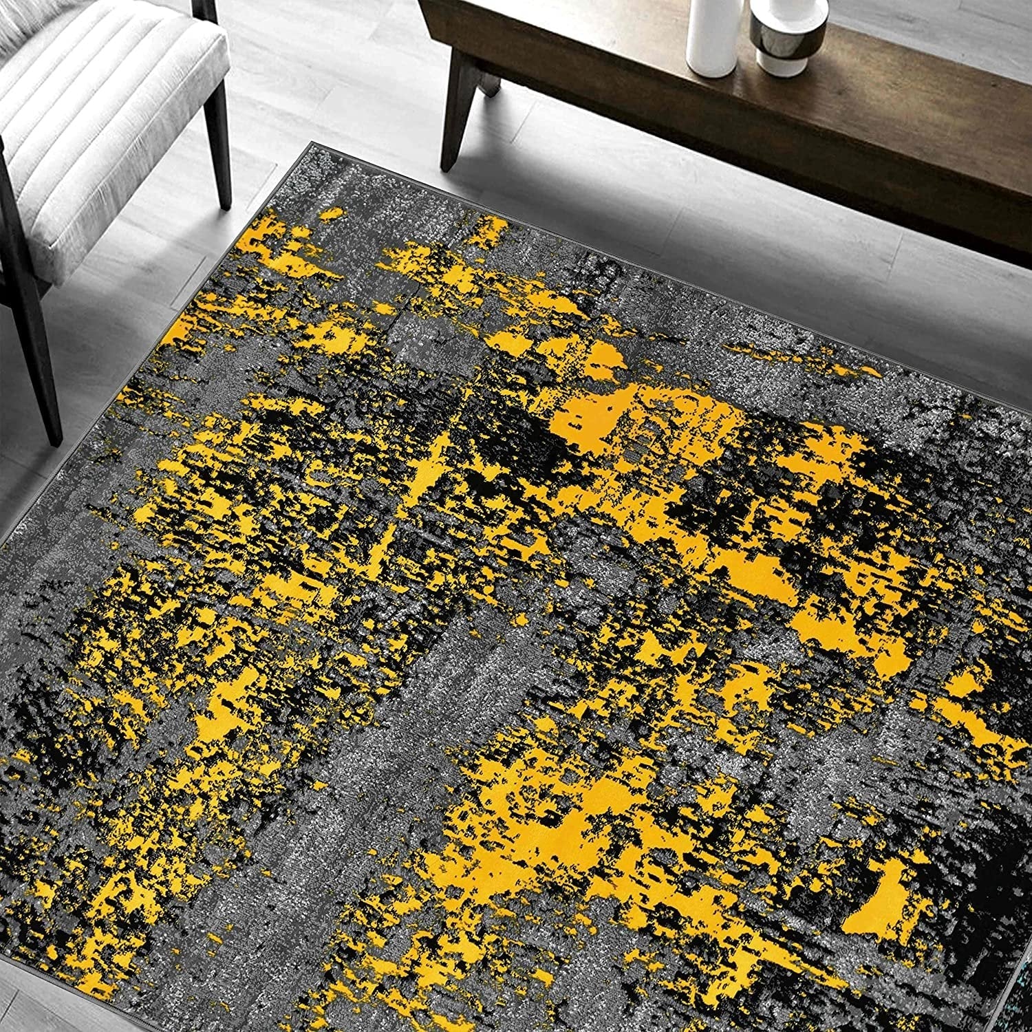 Modern selling Art Area Rug,Landscape Area Rug, Gray Yellow Area Rug,Decorative Area Rug for Living Rooms,City Silhouette Area Rug,Housewarming Gift