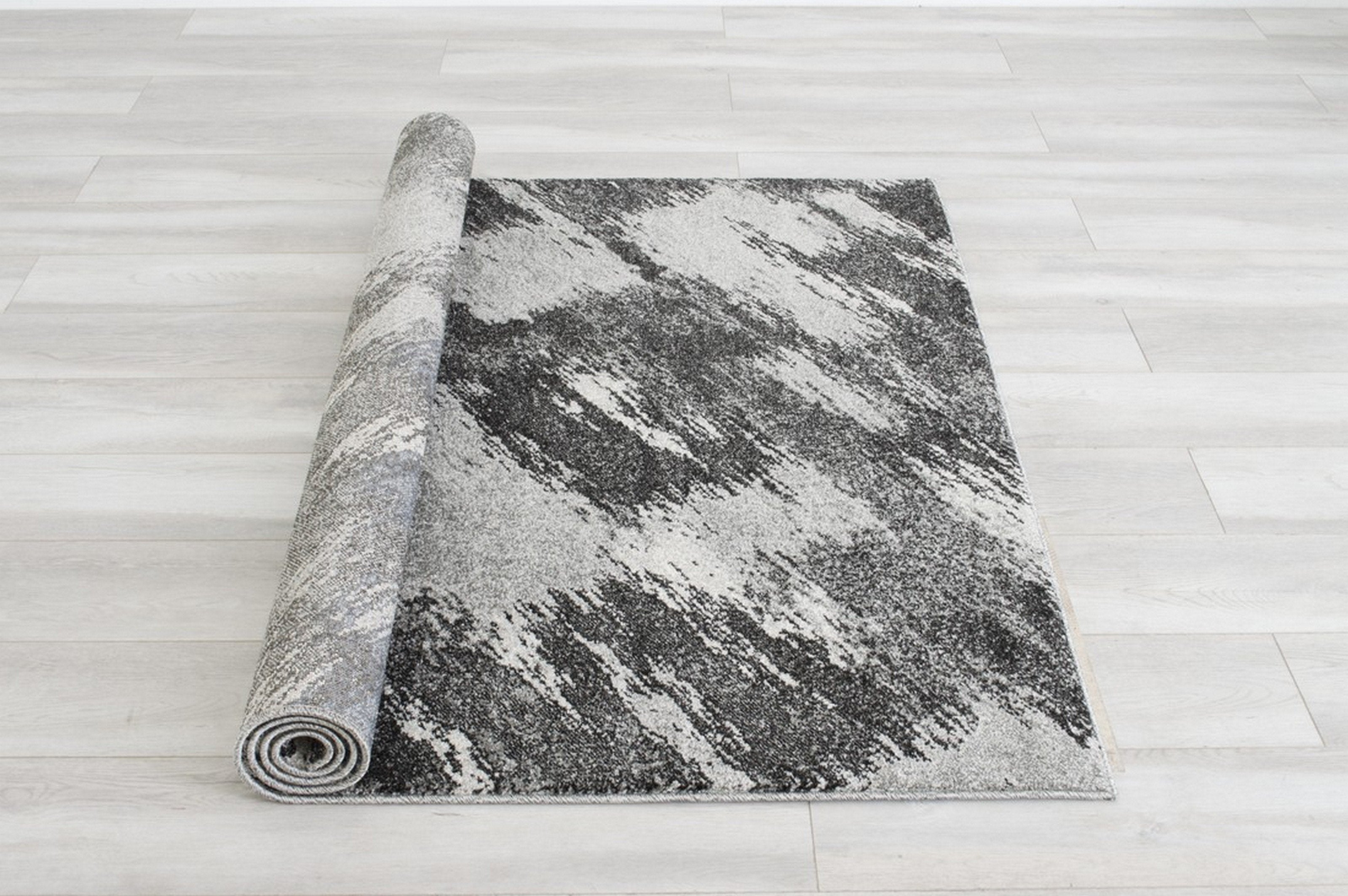 Silver/Ash Gray – Storm/Brush Pattern Fashion Rug (7x10 feet)