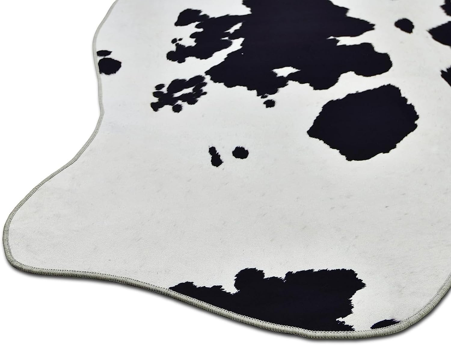 HR Premium Non-Slip Faux Cowhide Black and White Area Rug for Cabin and Lodge #1120