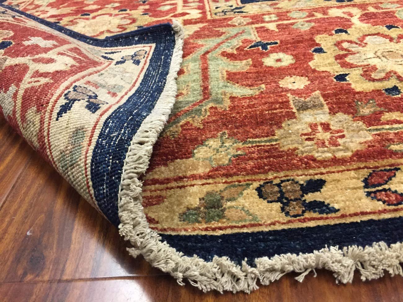 Hand Knotted Pakistani Rug-Ziegler-Navy Blue/Red/Multi-(18.3 by 11.6 Feet)