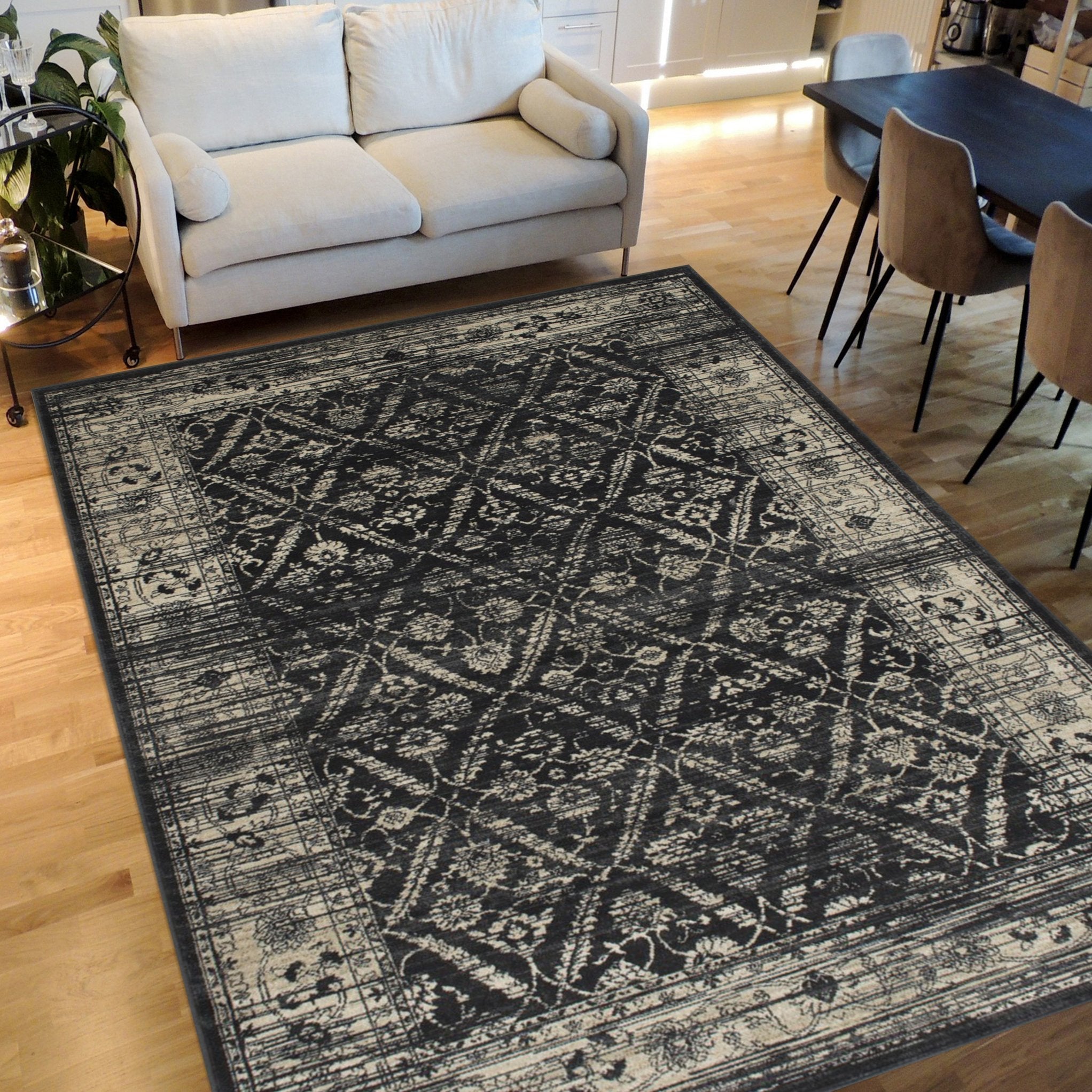 Allover Pattern Distressed Rug #95
