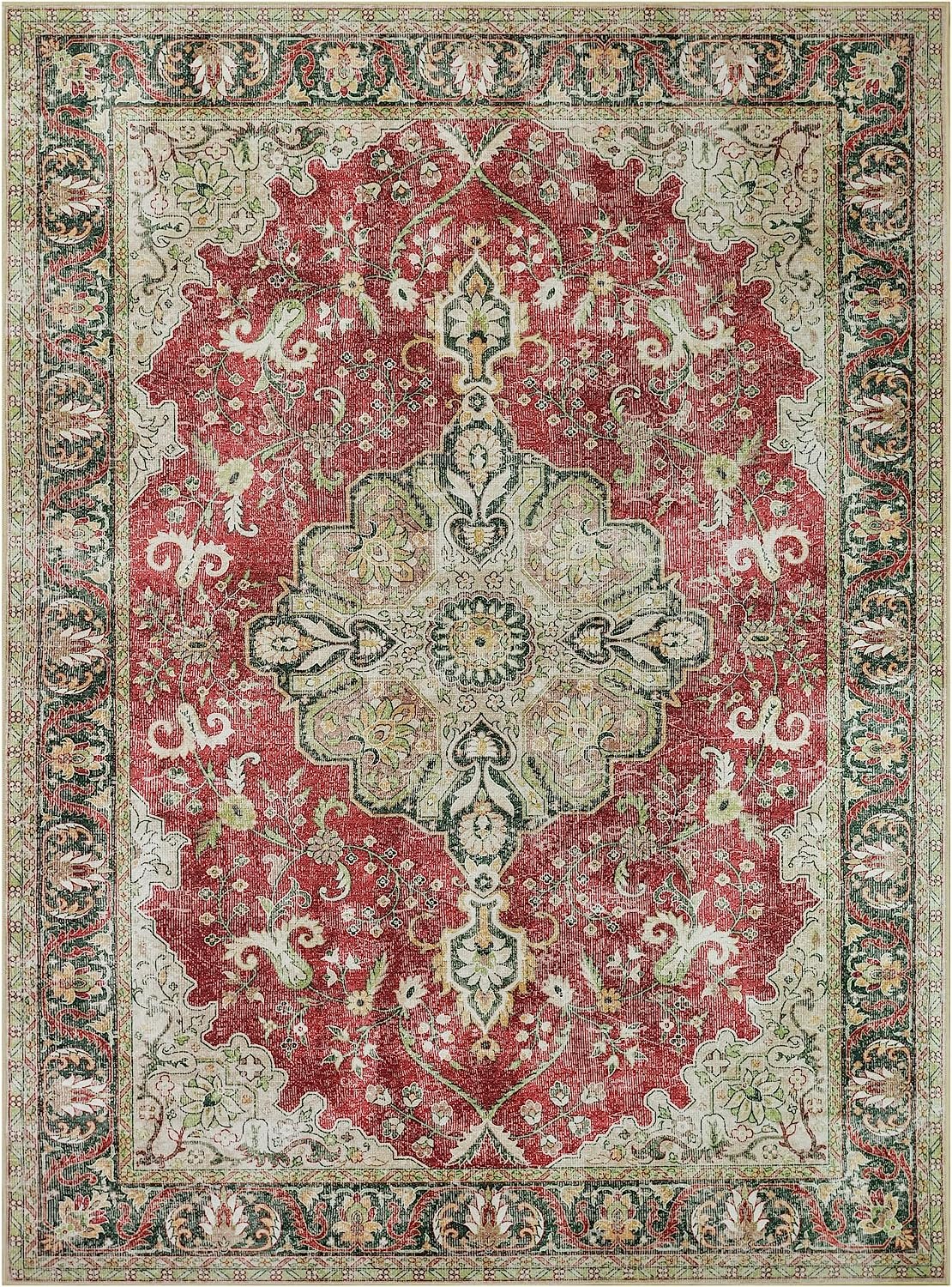 HR Bohemian Area Rug - Non-Slip Rubber Backing, Traditional Pattern #1117