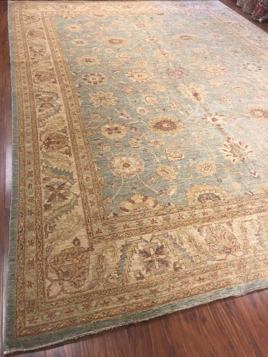 Hand Knotted Pakistani Rug-Ziegler-Gray/Beige/Multi-(13.7 by 10Feet)