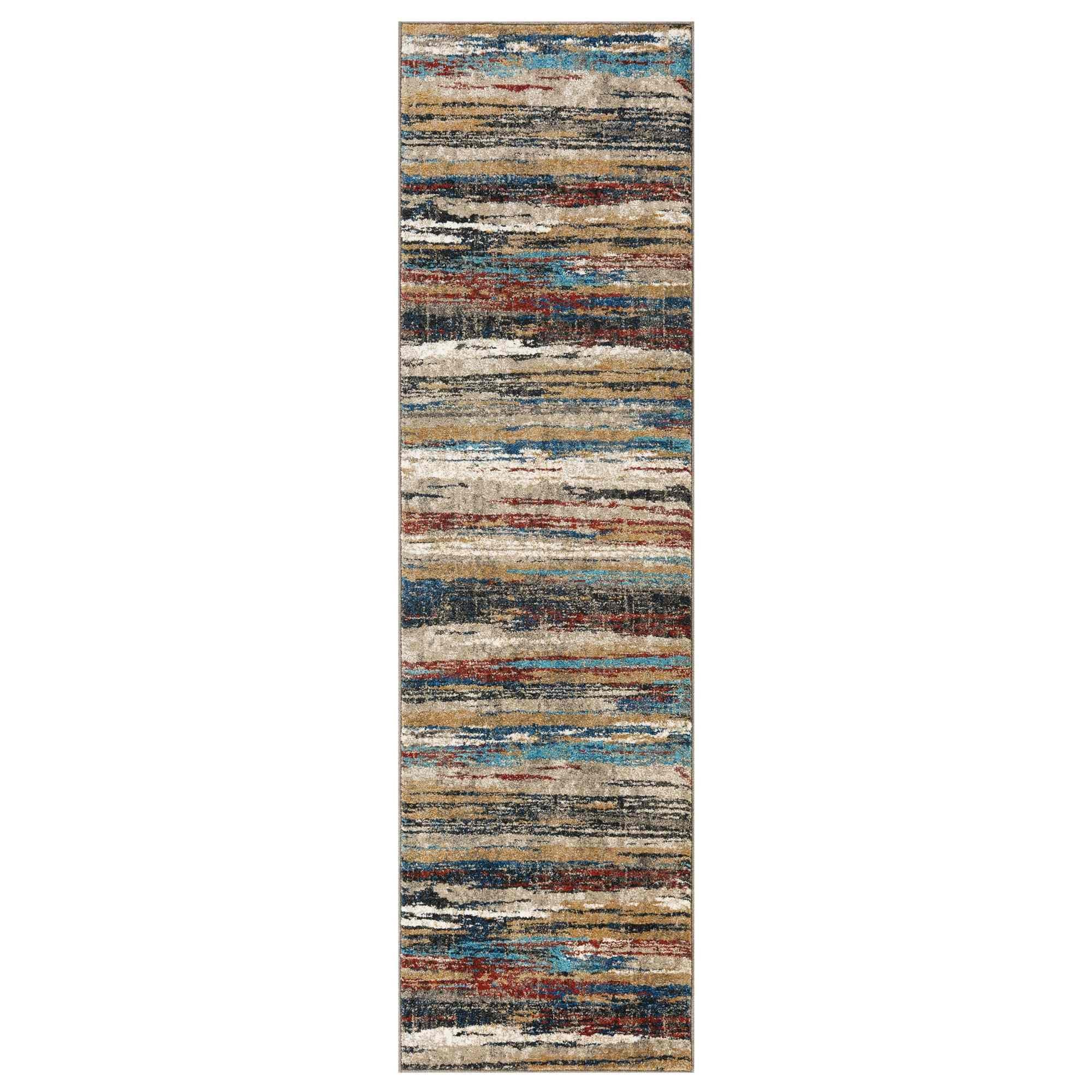 Stripped Design Rugs Blue Burgundy Multi Color Abstract  #96