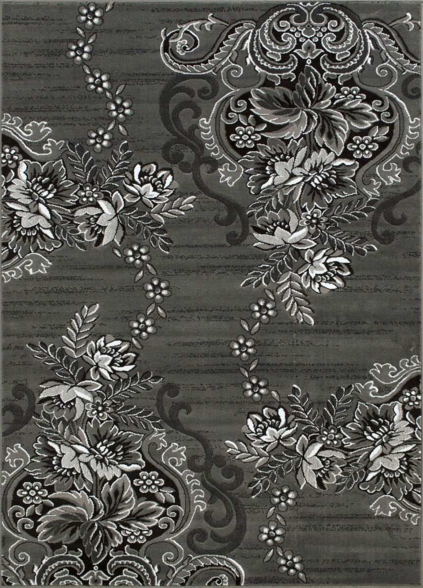 Grey/Silver/Black/Abstract Area Rug Modern Contemporary Floral and Swirlls Design Pattern