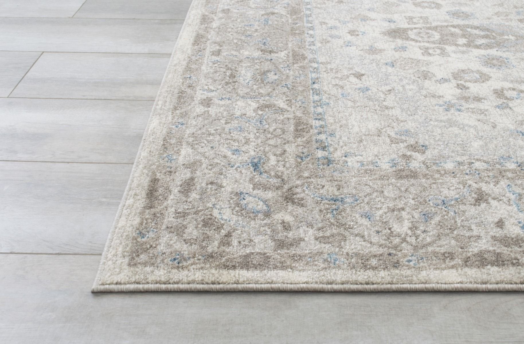 Silver/Ash Gray/Ivory/Ocean Blue-Faded, Oriental Distressed