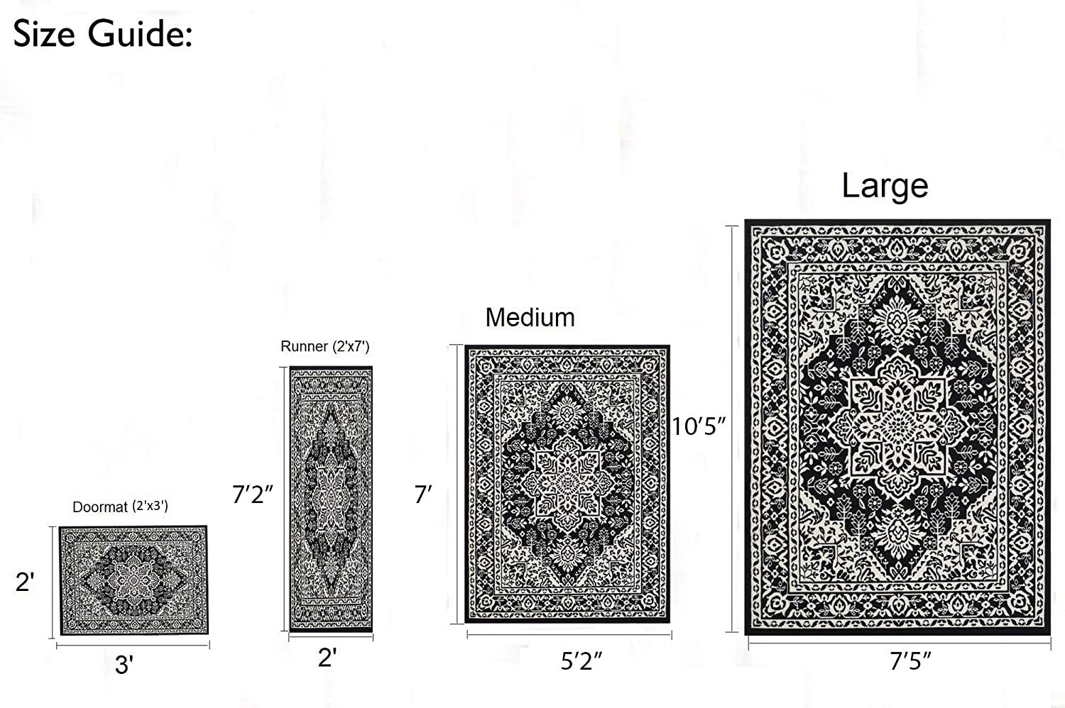 Traditional Rug for Living Room Antiqued Oriental Black and White Area Rug Boho D????cor Rugs for Bedroom