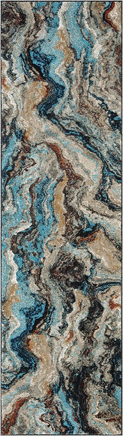 Marble Rugs Turquoise Burgundy # 90