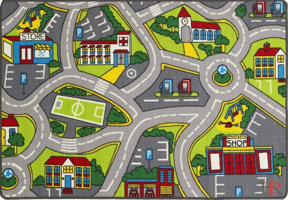 Kids Car Road Rugs City Map-4 Play Non-Slip