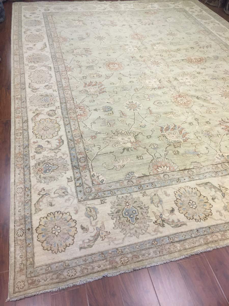 Hand Knotted Pakistani Rug-Ziegler-Gray/Beige/Multi-(13.7 by 10.1 Feet)