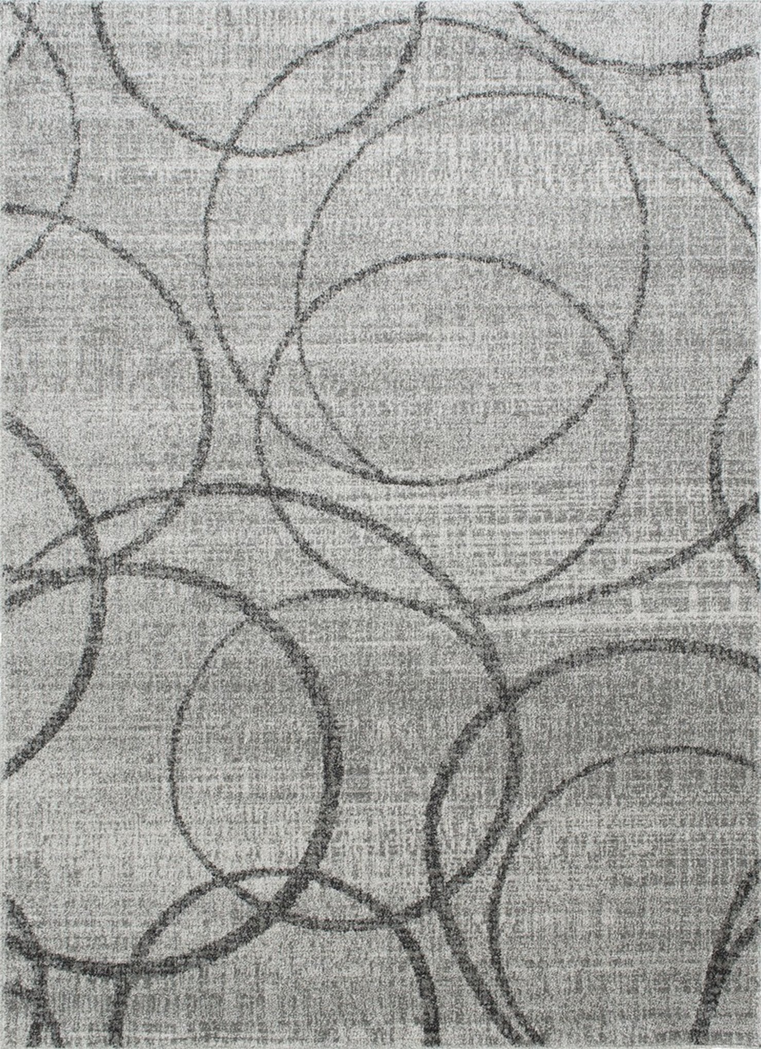Silver/Ash Gray Circle Pattern Fashion Rug (7x10 feet)