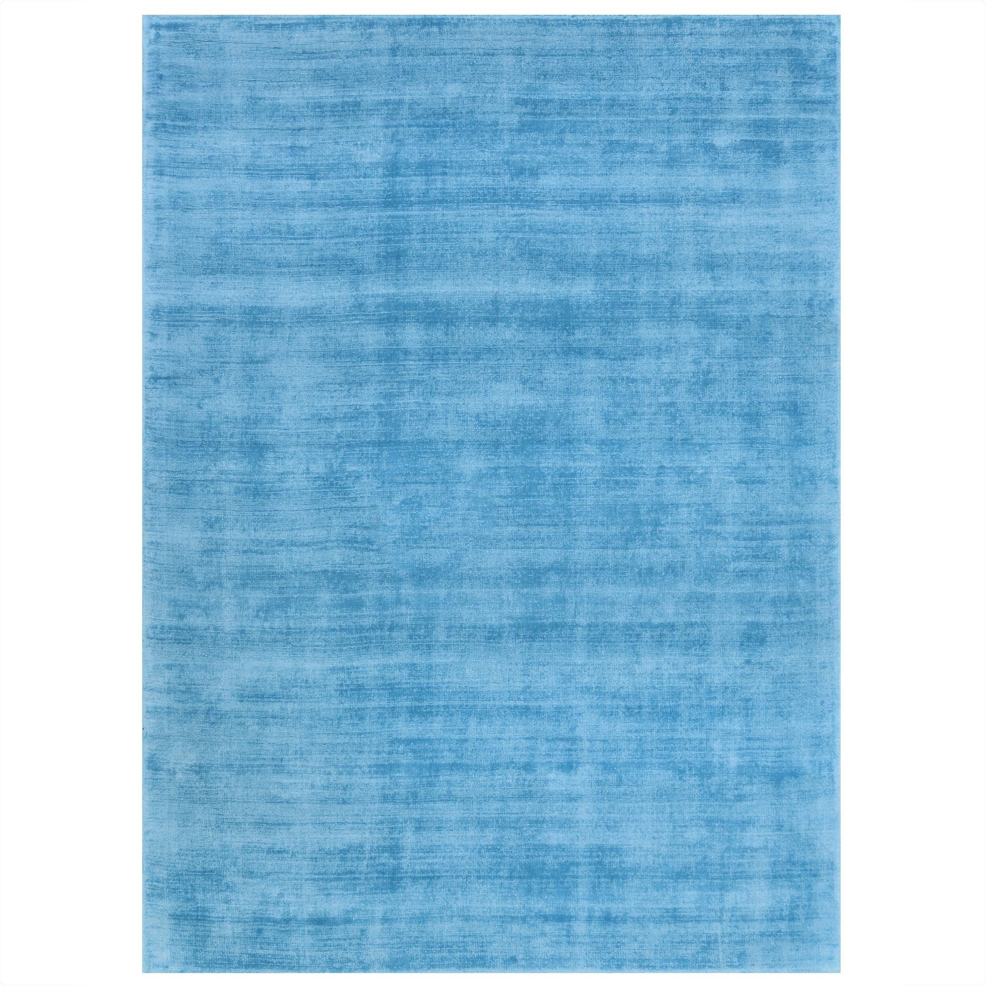 Mid Bluecolor Rugs Tencel Ultra-Soft Hand Knotted in India 5' X 8' Rugs for Dining Room