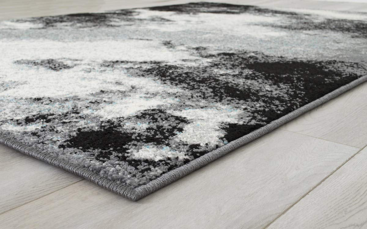 Abstract Rugs Clouds Pattern Carpet Gray Black White
