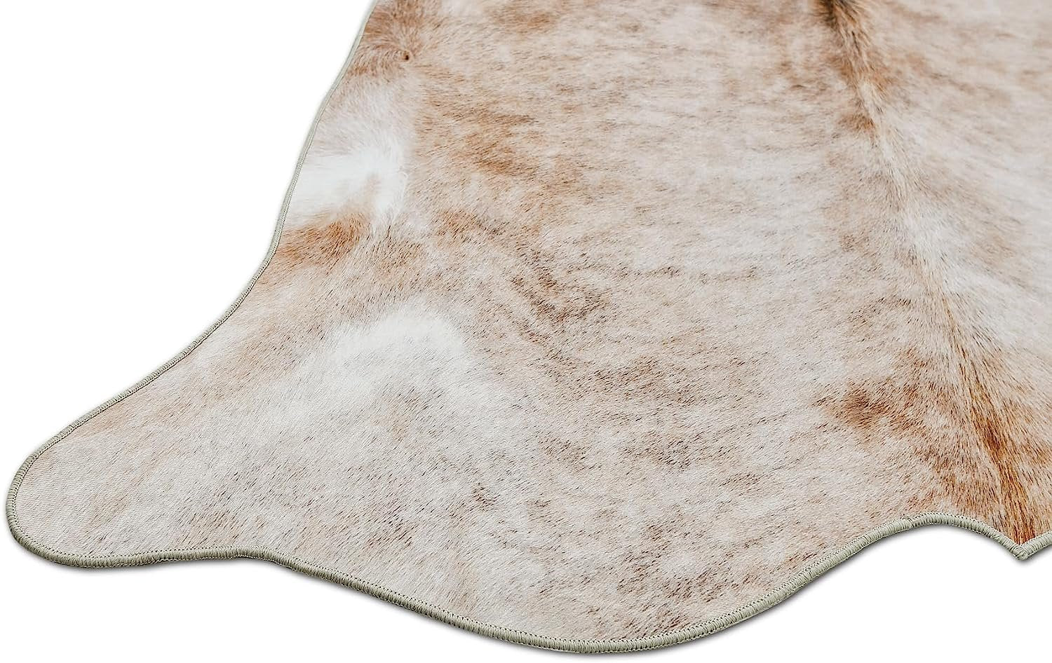 HR Premium Non-Slip Faux Cowhide Beige Brown Ivory and White # 1123