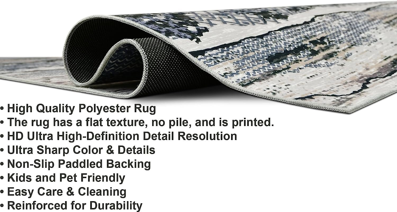 HR Abstract Area Rug - Non-Slip Rubber Backing, Polyester #1108