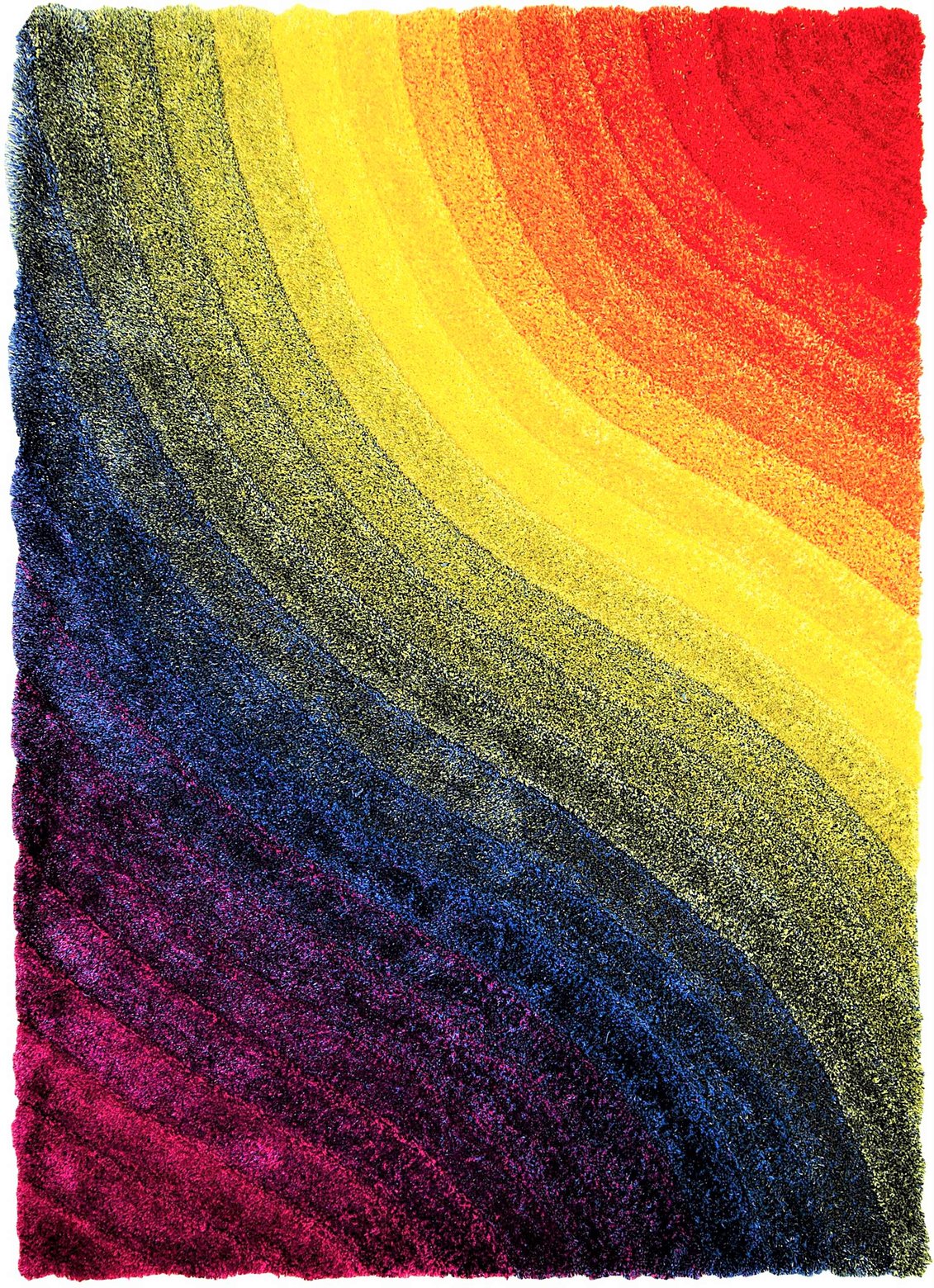 Colorful Rainbow Area Rug 3-D Hand Carved #07